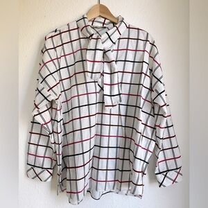 Zara Long Sleeve Plaid Blouse